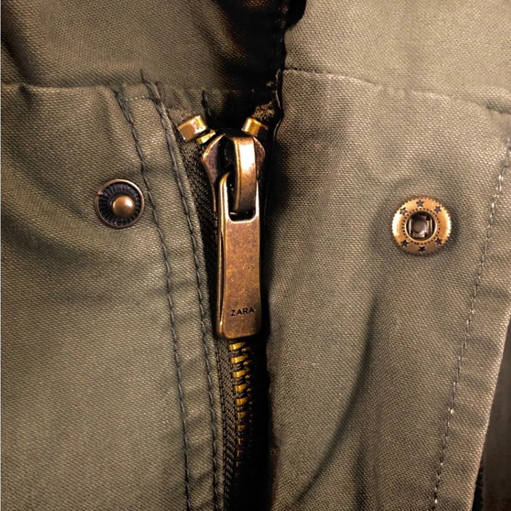 NWT Zara Olive Green Hooded Parka Jacket